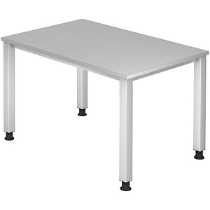 HAMMERBACHER QS12 höhenverstellbarer Schreibtisch lichtgrau rechteckig, 4-Fuß-Gestell silber 120,0 x 80,0 cm von HAMMERBACHER
