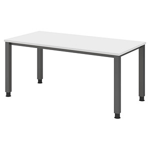 HAMMERBACHER QS16 höhenverstellbarer Schreibtisch weiß rechteckig, 4-Fuß-Gestell grau 160,0 x 80,0 cm von HAMMERBACHER