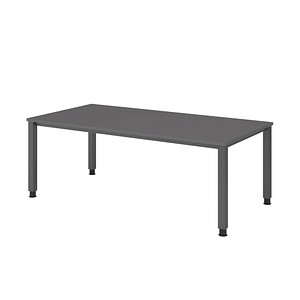 HAMMERBACHER QS2E höhenverstellbarer Schreibtisch grafit rechteckig, 4-Fuß-Gestell grau 200,0 x 100,0 cm von HAMMERBACHER