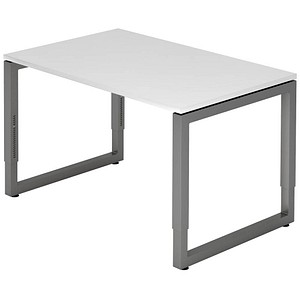 HAMMERBACHER RS12 höhenverstellbarer Schreibtisch weiß rechteckig, Kufen-Gestell grau 120,0 x 80,0 cm von HAMMERBACHER