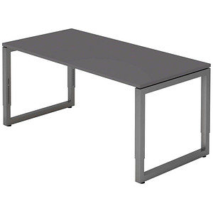 HAMMERBACHER RS16 höhenverstellbarer Schreibtisch grafit rechteckig, Kufen-Gestell grau 160,0 x 80,0 cm von HAMMERBACHER