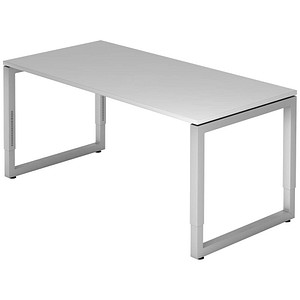 HAMMERBACHER RS16 höhenverstellbarer Schreibtisch lichtgrau rechteckig, Kufen-Gestell silber 160,0 x 80,0 cm von HAMMERBACHER