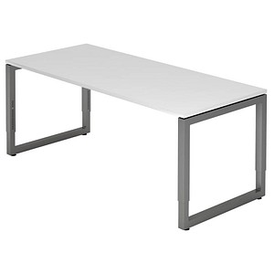HAMMERBACHER RS19 höhenverstellbarer Schreibtisch weiß rechteckig, Kufen-Gestell grau 180,0 x 80,0 cm von HAMMERBACHER