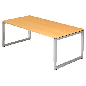 HAMMERBACHER RS2E höhenverstellbarer Schreibtisch buche rechteckig, Kufen-Gestell silber 200,0 x 100,0 cm von HAMMERBACHER