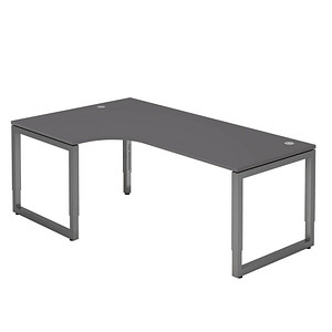 HAMMERBACHER RS82 höhenverstellbarer Schreibtisch grafit L-Form, Kufen-Gestell grau 200,0 x 120,0 cm von HAMMERBACHER