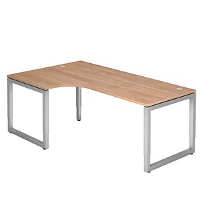 HAMMERBACHER RS82 höhenverstellbarer Schreibtisch nussbaum L-Form, O-Fuß-Gestell silber 200,0 x 120,0 cm HAMMERBACHER RS82 höhenverstellbarer Schreibtisch nussbaum L-Form, O-Fuß-Gestell silber 200,0 x 120,0 cm von HAMMERBACHER