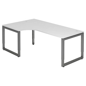 HAMMERBACHER RS82 höhenverstellbarer Schreibtisch weiß rechteckig, Kufen-Gestell grau 200,0 x 120,0 cm von HAMMERBACHER