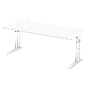 HAMMERBACHER US19 höhenverstellbarer Schreibtisch weiß rechteckig, C-Fuß-Gestell weiß 180,0 x 80,0 cm von HAMMERBACHER