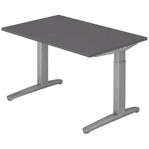 HAMMERBACHER VXB12 höhenverstellbarer Schreibtisch grafit rechteckig, C-Fuß-Gestell silber 120,0 x 80,0 cm von HAMMERBACHER
