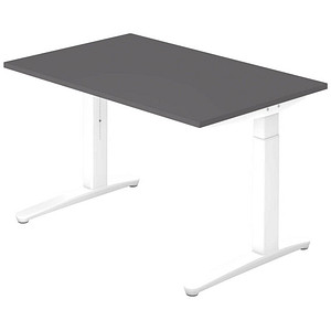 HAMMERBACHER VXB12 höhenverstellbarer Schreibtisch grafit rechteckig, C-Fuß-Gestell weiß 120,0 x 80,0 cm von HAMMERBACHER