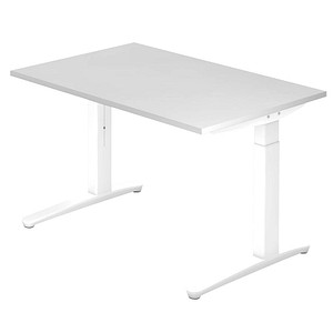 HAMMERBACHER XB12 höhenverstellbarer Schreibtisch weiß rechteckig, C-Fuß-Gestell weiß 120,0 x 80,0 cm von HAMMERBACHER