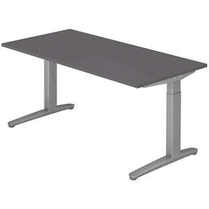 HAMMERBACHER VXB16 höhenverstellbarer Schreibtisch grafit rechteckig, C-Fuß-Gestell silber 160,0 x 80,0 cm von HAMMERBACHER