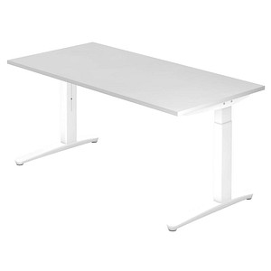 HAMMERBACHER XB16 höhenverstellbarer Schreibtisch weiß rechteckig, C-Fuß-Gestell weiß 160,0 x 80,0 cm von HAMMERBACHER