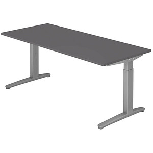 HAMMERBACHER VXB19 höhenverstellbarer Schreibtisch grafit rechteckig, C-Fuß-Gestell silber 180,0 x 80,0 cm von HAMMERBACHER