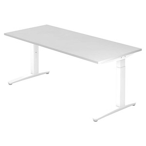 HAMMERBACHER XB19 höhenverstellbarer Schreibtisch weiß rechteckig, C-Fuß-Gestell weiß 180,0 x 80,0 cm von HAMMERBACHER