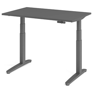 HAMMERBACHER XBHM12 elektrisch höhenverstellbarer Schreibtisch grafit rechteckig, C-Fuß-Gestell grau 120,0 x 80,0 cm von HAMMERBACHER