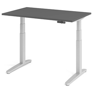 HAMMERBACHER XBHM12 elektrisch höhenverstellbarer Schreibtisch grafit rechteckig, C-Fuß-Gestell silber 120,0 x 80,0 cm von HAMMERBACHER