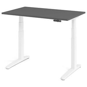 HAMMERBACHER XBHM12 elektrisch höhenverstellbarer Schreibtisch grafit rechteckig, C-Fuß-Gestell weiß 120,0 x 80,0 cm von HAMMERBACHER