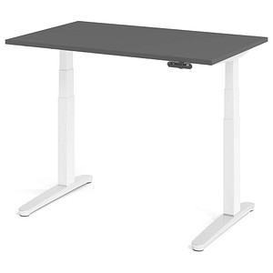 HAMMERBACHER XBHM12 elektrisch höhenverstellbarer Schreibtisch grafit rechteckig, C-Fuß-Gestell weiß 120,0 x 80,0 cm von HAMMERBACHER