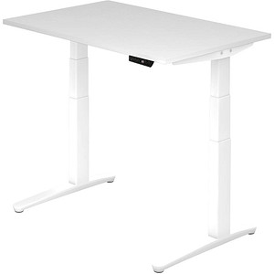 HAMMERBACHER XBHM12 elektrisch höhenverstellbarer Schreibtisch weiß rechteckig, C-Fuß-Gestell weiß 120,0 x 80,0 cm von HAMMERBACHER