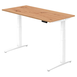 HAMMERBACHER XBHM16 elektrisch höhenverstellbarer Schreibtisch asteiche rechteckig, C-Fuß-Gestell weiß 160,0 x 80,0 cm von HAMMERBACHER