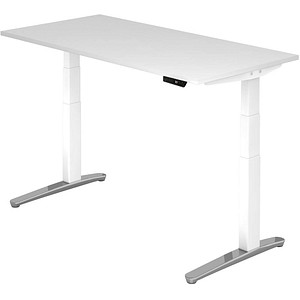 HAMMERBACHER XBHM16 elektrisch höhenverstellbarer Schreibtisch weiß rechteckig, C-Fuß-Gestell weiß 160,0 x 80,0 cm von HAMMERBACHER