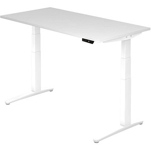 HAMMERBACHER XBHM16 elektrisch höhenverstellbarer Schreibtisch weiß rechteckig, C-Fuß-Gestell weiß 160,0 x 80,0 cm von HAMMERBACHER