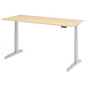 HAMMERBACHER XBHM19 elektrisch höhenverstellbarer Schreibtisch ahorn rechteckig, C-Fuß-Gestell silber 180,0 x 80,0 cm von HAMMERBACHER