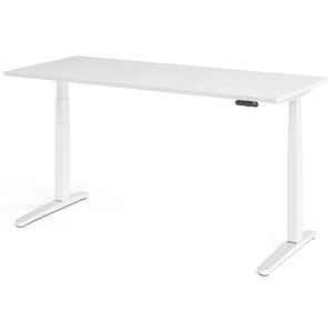 HAMMERBACHER XBHM19 elektrisch höhenverstellbarer Schreibtisch weiß rechteckig, C-Fuß-Gestell weiß 180,0 x 80,0 cm von HAMMERBACHER