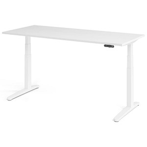 HAMMERBACHER XBHM19 elektrisch höhenverstellbarer Schreibtisch weiß rechteckig, C-Fuß-Gestell weiß 180,0 x 80,0 cm von HAMMERBACHER