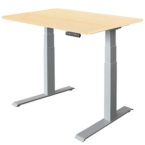 HAMMERBACHER XDKB12 elektrisch höhenverstellbarer Schreibtisch ahorn rechteckig, C-Fuß-Gestell silber 120,0 x 80,0 cm von HAMMERBACHER