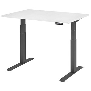 HAMMERBACHER XDKB12 elektrisch höhenverstellbarer Schreibtisch weiß rechteckig, C-Fuß-Gestell grau 120,0 x 80,0 cm von HAMMERBACHER