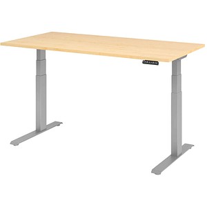 HAMMERBACHER XDKB16 elektrisch höhenverstellbarer Schreibtisch ahorn rechteckig, C-Fuß-Gestell silber 160,0 x 80,0 cm von HAMMERBACHER