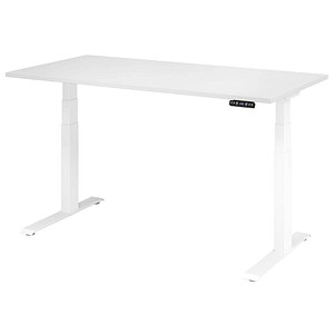 HAMMERBACHER XDKB16 elektrisch höhenverstellbarer Schreibtisch weiß rechteckig, C-Fuß-Gestell weiß 160,0 x 80,0 cm von HAMMERBACHER