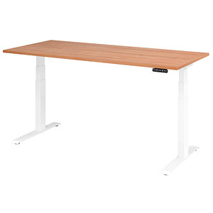 HAMMERBACHER XDKB19 elektrisch höhenverstellbarer Schreibtisch nussbaum rechteckig, C-Fuß-Gestell weiß 180,0 x 80,0 cm von HAMMERBACHER