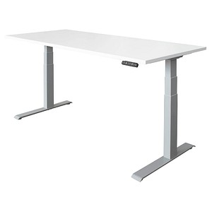 HAMMERBACHER XDKB19 elektrisch höhenverstellbarer Schreibtisch weiß rechteckig, C-Fuß-Gestell silber 180,0 x 80,0 cm von HAMMERBACHER