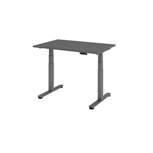 HAMMERBACHER XDSM12 elektrisch höhenverstellbarer Schreibtisch grafit rechteckig, T-Fuß-Gestell grau 120,0 x 80,0 cm von HAMMERBACHER