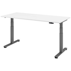 HAMMERBACHER XDSM19 elektrisch höhenverstellbarer Schreibtisch weiß rechteckig, T-Fuß-Gestell grau 180,0 x 80,0 cm von HAMMERBACHER