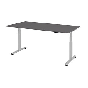 HAMMERBACHER XDSM2E elektrisch höhenverstellbarer Schreibtisch grafit rechteckig, T-Fuß-Gestell silber 200,0 x 100,0 cm von HAMMERBACHER