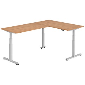HAMMERBACHER XDSMW1616 elektrisch höhenverstellbarer Schreibtisch nussbaum rechteckig, T-Fuß-Gestell silber 160,0 x 240,0 cm von HAMMERBACHER