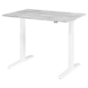 HAMMERBACHER XMKA12 elektrisch höhenverstellbarer Schreibtisch beton rechteckig, C-Fuß-Gestell weiß 120,0 x 80,0 cm von HAMMERBACHER