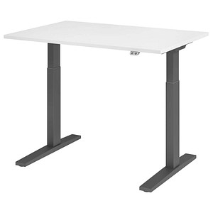 HAMMERBACHER XMKA12 elektrisch höhenverstellbarer Schreibtisch weiß rechteckig, C-Fuß-Gestell grau 120,0 x 80,0 cm von HAMMERBACHER