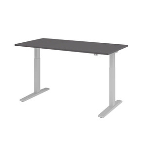HAMMERBACHER XMKA16 elektrisch höhenverstellbarer Schreibtisch grafit rechteckig, C-Fuß-Gestell silber 160,0 x 80,0 cm von HAMMERBACHER