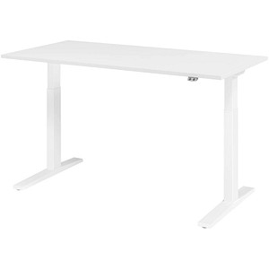 HAMMERBACHER XMKA16 elektrisch höhenverstellbarer Schreibtisch weiß rechteckig, C-Fuß-Gestell weiß 160,0 x 80,0 cm von HAMMERBACHER
