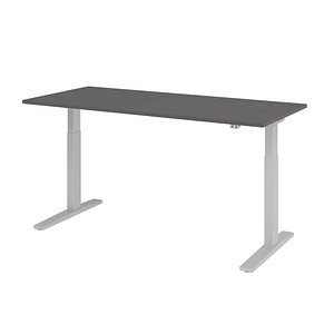 HAMMERBACHER XMKA19 elektrisch höhenverstellbarer Schreibtisch grafit rechteckig, C-Fuß-Gestell silber 180,0 x 80,0 cm von HAMMERBACHER