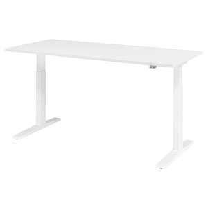 HAMMERBACHER XMKA19 elektrisch höhenverstellbarer Schreibtisch weiß rechteckig, C-Fuß-Gestell weiß 180,0 x 80,0 cm von HAMMERBACHER