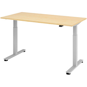 HAMMERBACHER XMST16 elektrisch höhenverstellbarer Schreibtisch ahorn rechteckig, T-Fuß-Gestell silber 160,0 x 80,0 cm von HAMMERBACHER