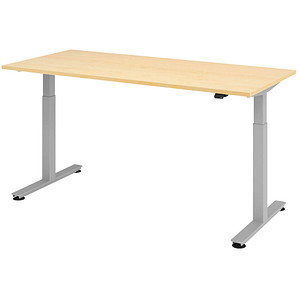 HAMMERBACHER XMST19 elektrisch höhenverstellbarer Schreibtisch ahorn rechteckig, T-Fuß-Gestell silber 180,0 x 80,0 cm von HAMMERBACHER