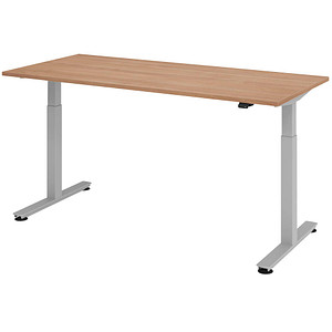 HAMMERBACHER XMST19 elektrisch höhenverstellbarer Schreibtisch nussbaum rechteckig, T-Fuß-Gestell silber 180,0 x 80,0 cm von HAMMERBACHER