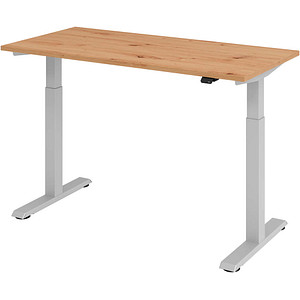 HAMMERBACHER XMST614 elektrisch höhenverstellbarer Schreibtisch asteiche rechteckig, T-Fuß-Gestell silber 140,0 x 67,2 cm HAMMERBACHER XMST614 elektrisch höhenverstellbarer Schreibtisch asteiche rechteckig, T-Fuß-Gestell silber 140,0 x 67,2 cm von HAMMERBACHER